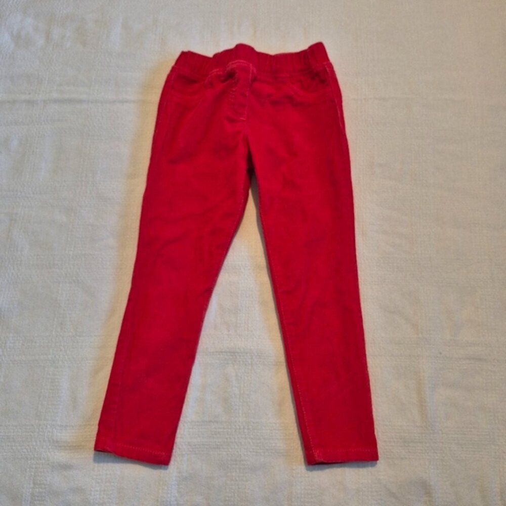 Mini Boden girls size 5 years red corduroy stretchy fabric, elastic waist, EUC